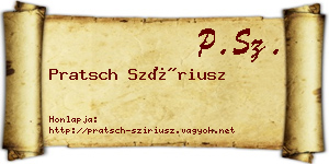 Pratsch Szíriusz névjegykártya